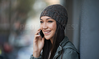 Buy stock photo Shot of an attractive young woman out in the town
