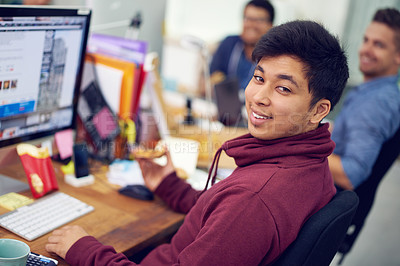 Buy stock photo Shot of employees in an IT office