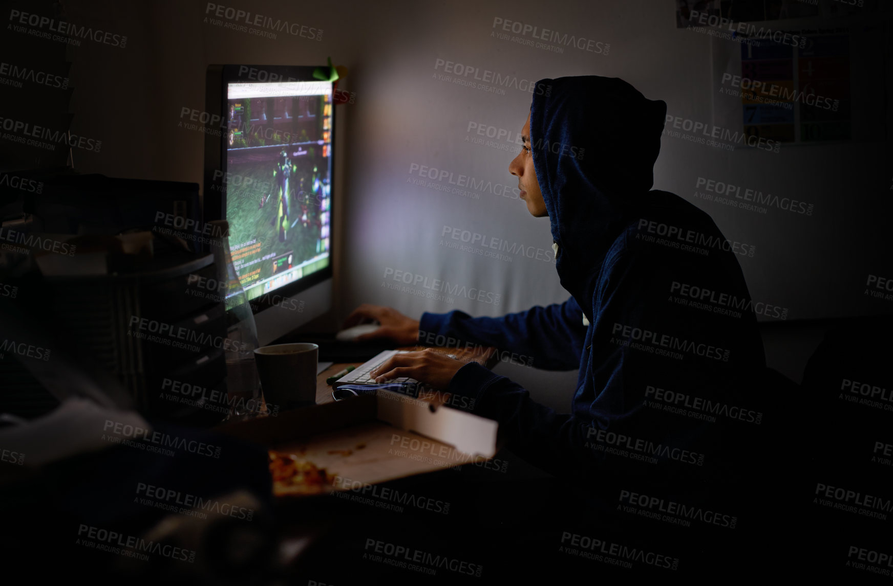 Buy stock photo Cropped shot of a young programmer focused on his work