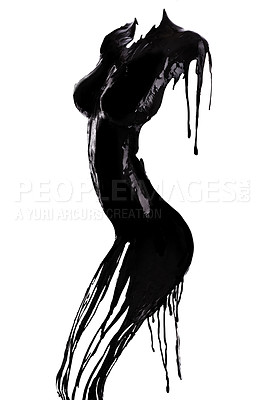 Buy stock photo Black paint outlining a woman's body