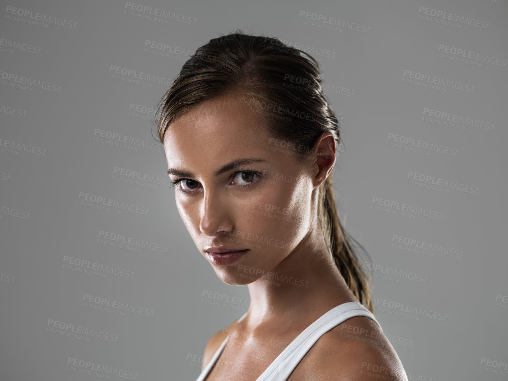 Buy stock photo Portrait of an attractive young woman looking confident