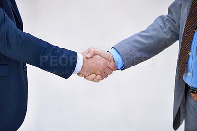Buy stock photo Closeup, business people and shaking hands for deal, collaboration and b2b partnership agreement for consultant. Welcome, introduction and handshake for greeting, meeting and thank you in office