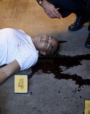 Buy stock photo Shot of a crime scene investigation in progress