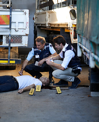 Buy stock photo Shot of a crime scene investigation in progress