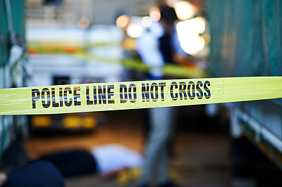 Buy stock photo Shot of a crime scene investigation in progress