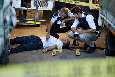 Buy stock photo Shot of a crime scene investigation in progress