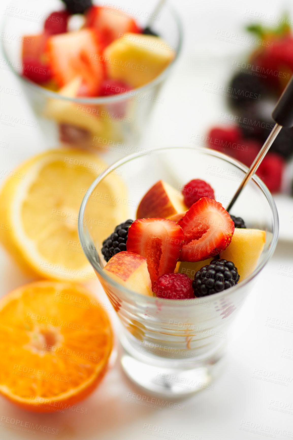 Buy stock photo Still life shot of mixed fruit desesrts