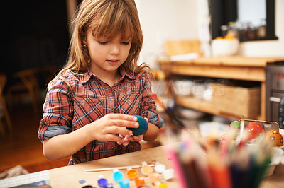 Buy stock photo Shot of a little girl doing arts and crafts