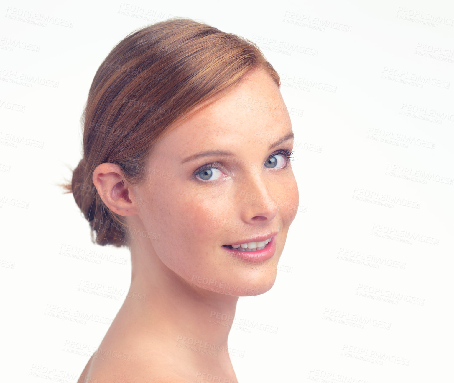 Buy stock photo A studio portrait of a beautiful young redhead