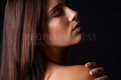 Buy stock photo Cropped shot of a gorgeous young woman