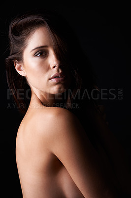 Buy stock photo A young woman with gorgeous skin posing sensually