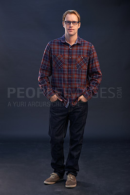 Buy stock photo Shot of a handsome man wearing fashionable clothing