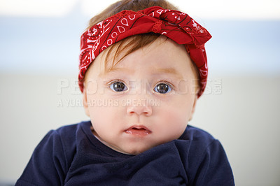 Buy stock photo Cropped shot of an adorable baby girl