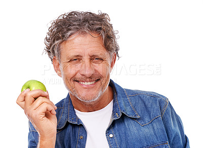 Buy stock photo Studio shot of a mature man isolated on white