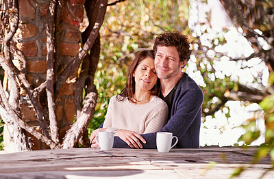 Buy stock photo An affectionate mature couple outdoors