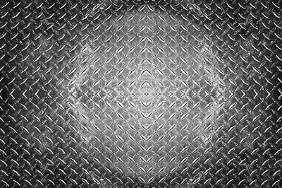 Buy stock photo Diamond, metal wall and abstract background with pattern, design or texture of iron with mockup space. Steel, closeup and silver color, rhombus or surface of alloy for wallpaper with grunge shapes