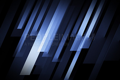 Buy stock photo Wallpaper, graphic and blue lines on black background for design, pattern and digital art with color. Creative, hologram and 3d abstract, gradient and spectrum for texture, illustration and aesthetic