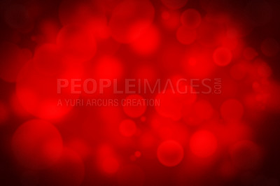 Buy stock photo Abstract, design and red bokeh with circle and bubbles or decor and creativity with color. Wallpaper, effects and sparkle or shine with pattern, shape and creative graphic for glitter screensaver