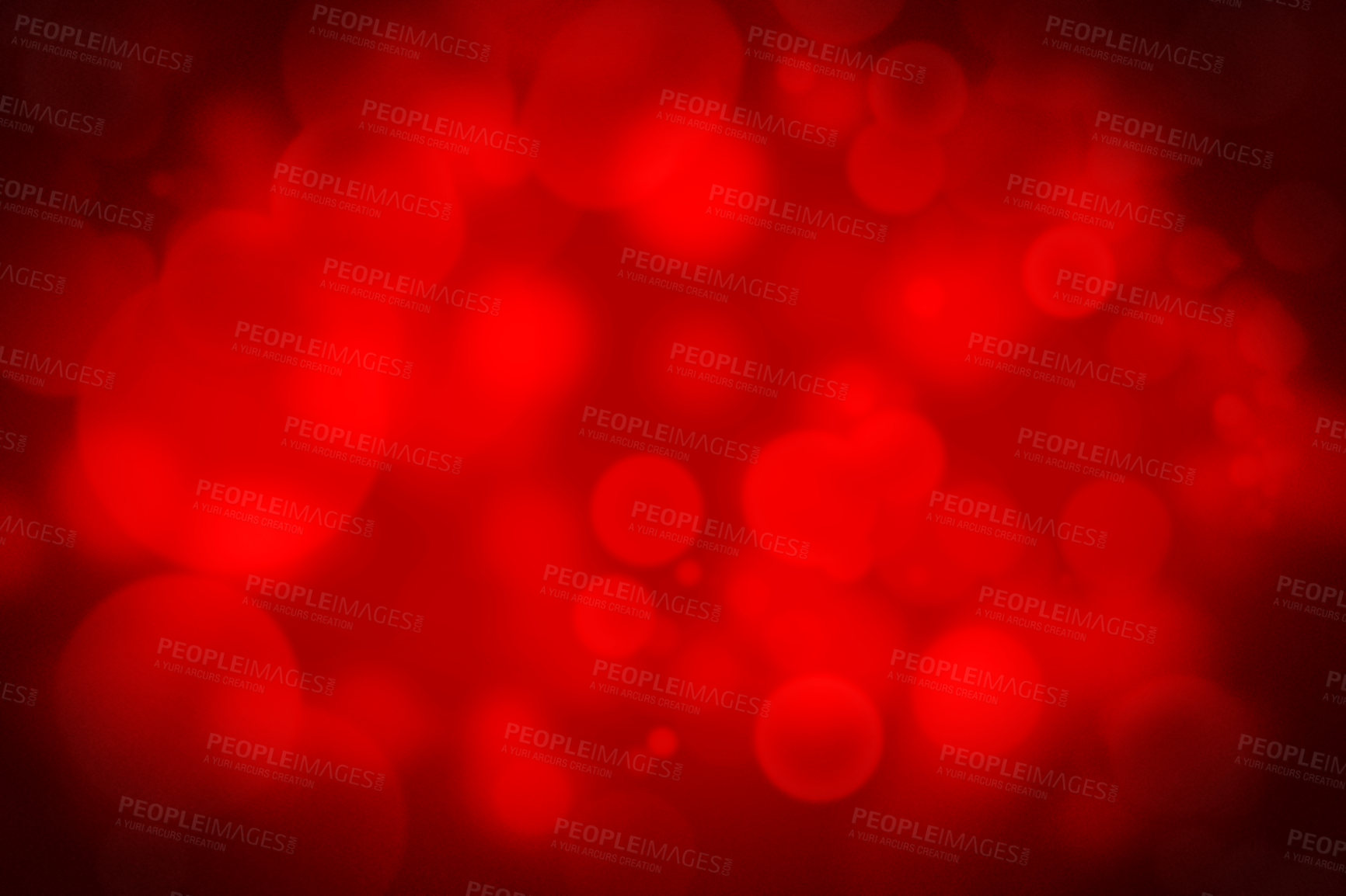 Buy stock photo Abstract, design and red bokeh with circle and bubbles or decor and creativity with color. Wallpaper, effects and sparkle or shine with pattern, shape and creative graphic for glitter screensaver