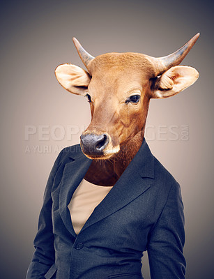 Buy stock photo Conceptual image of animal heads on business people