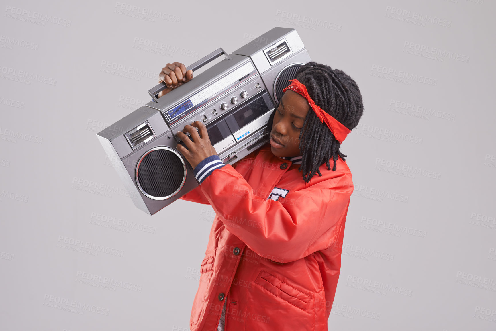 Buy stock photo Studio shot of a young boy dressed in hip hop attire