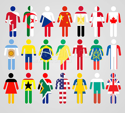 Buy stock photo Vector representations of people with different nationalities