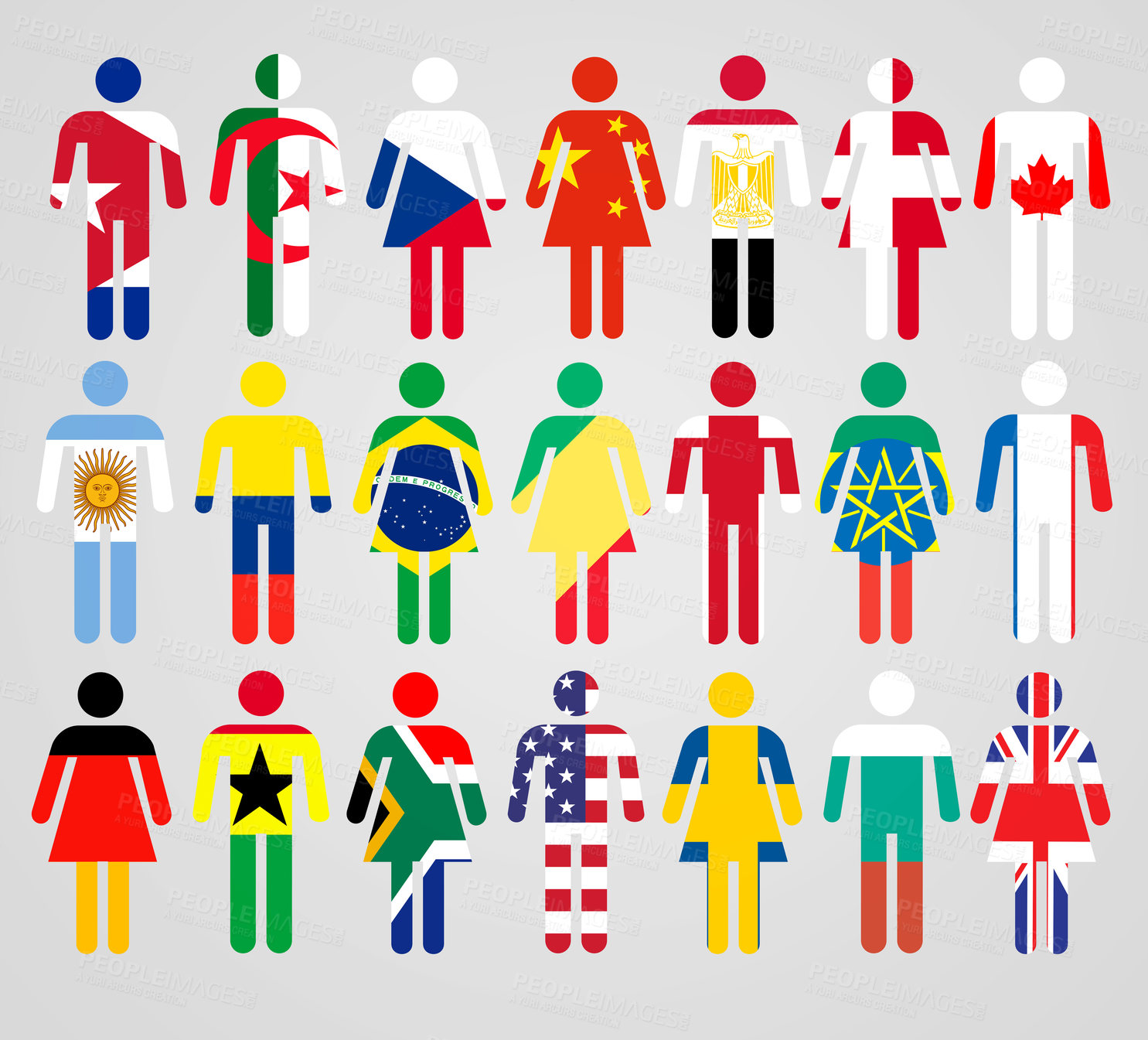 Buy stock photo Vector representations of people with different nationalities