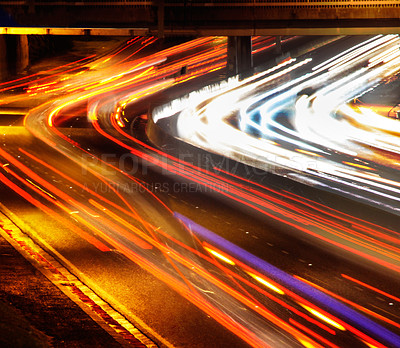 Buy stock photo Shot of a traffic on the motorway