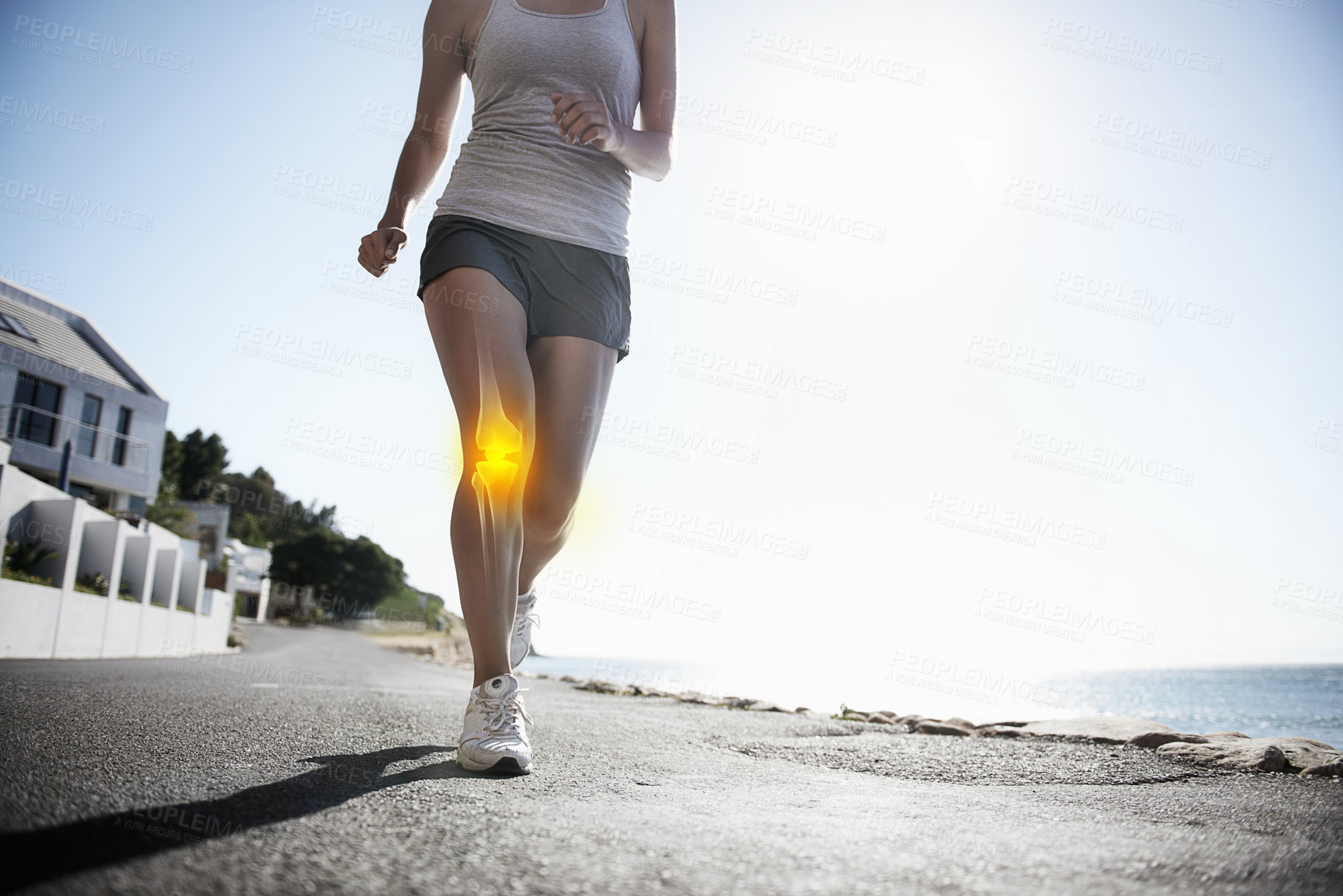 Buy stock photo Cropped shot highlighting a sportsperson's injury