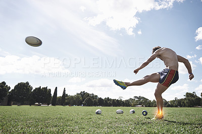 Buy stock photo Young sportsmen training outdoors