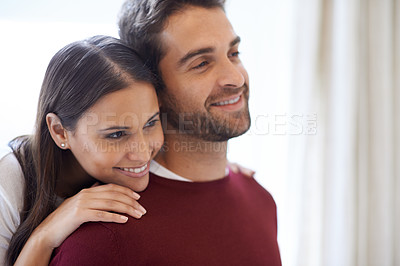 Buy stock photo Shot of an affection young couple spending quality time together