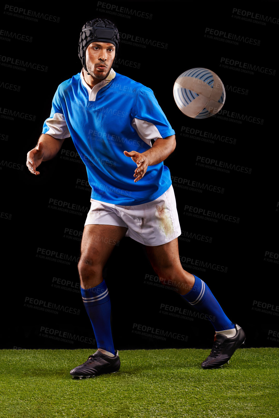 Buy stock photo Shot of a young rugby player on the field