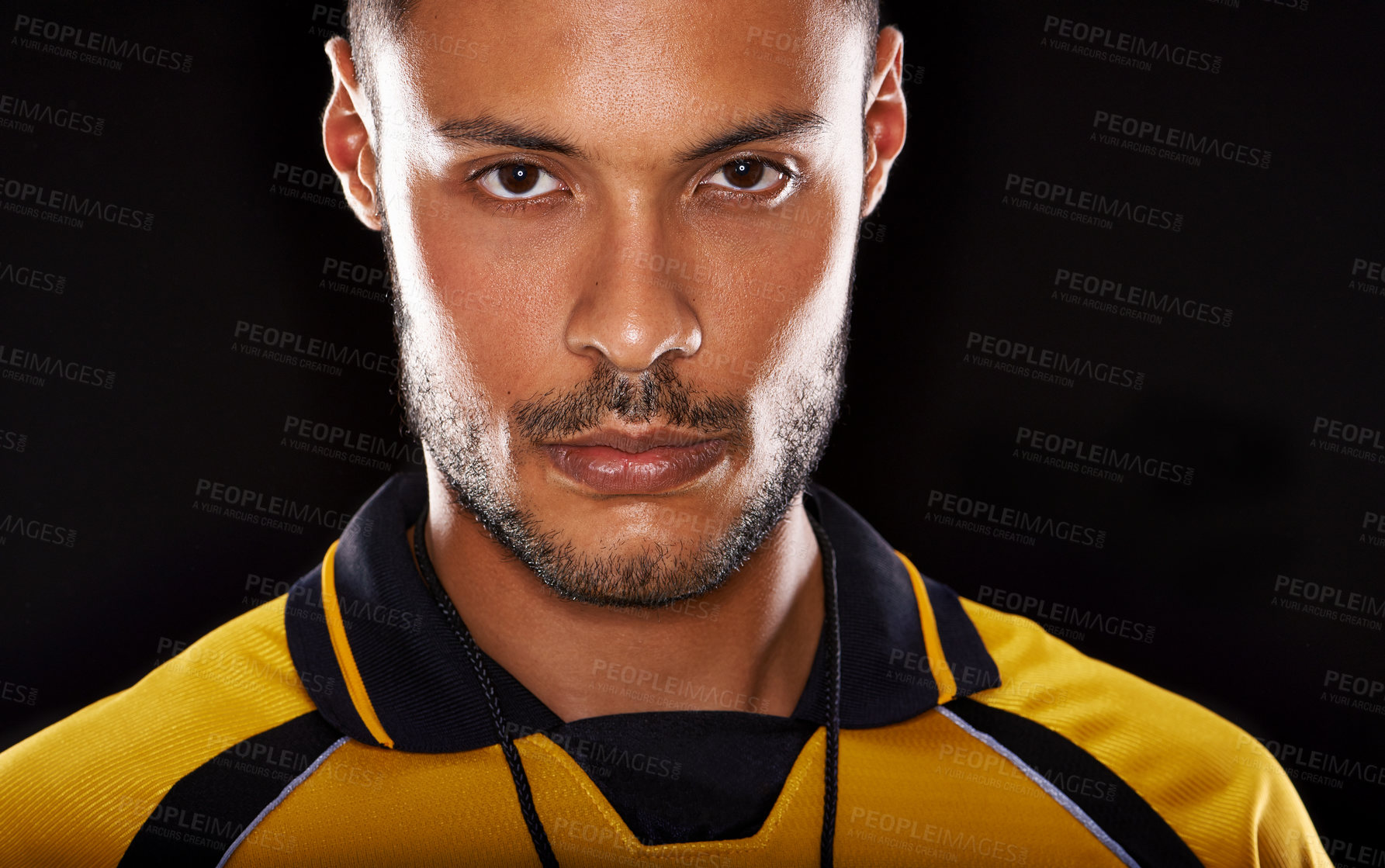 Buy stock photo Closeup portrait of a young male athlete