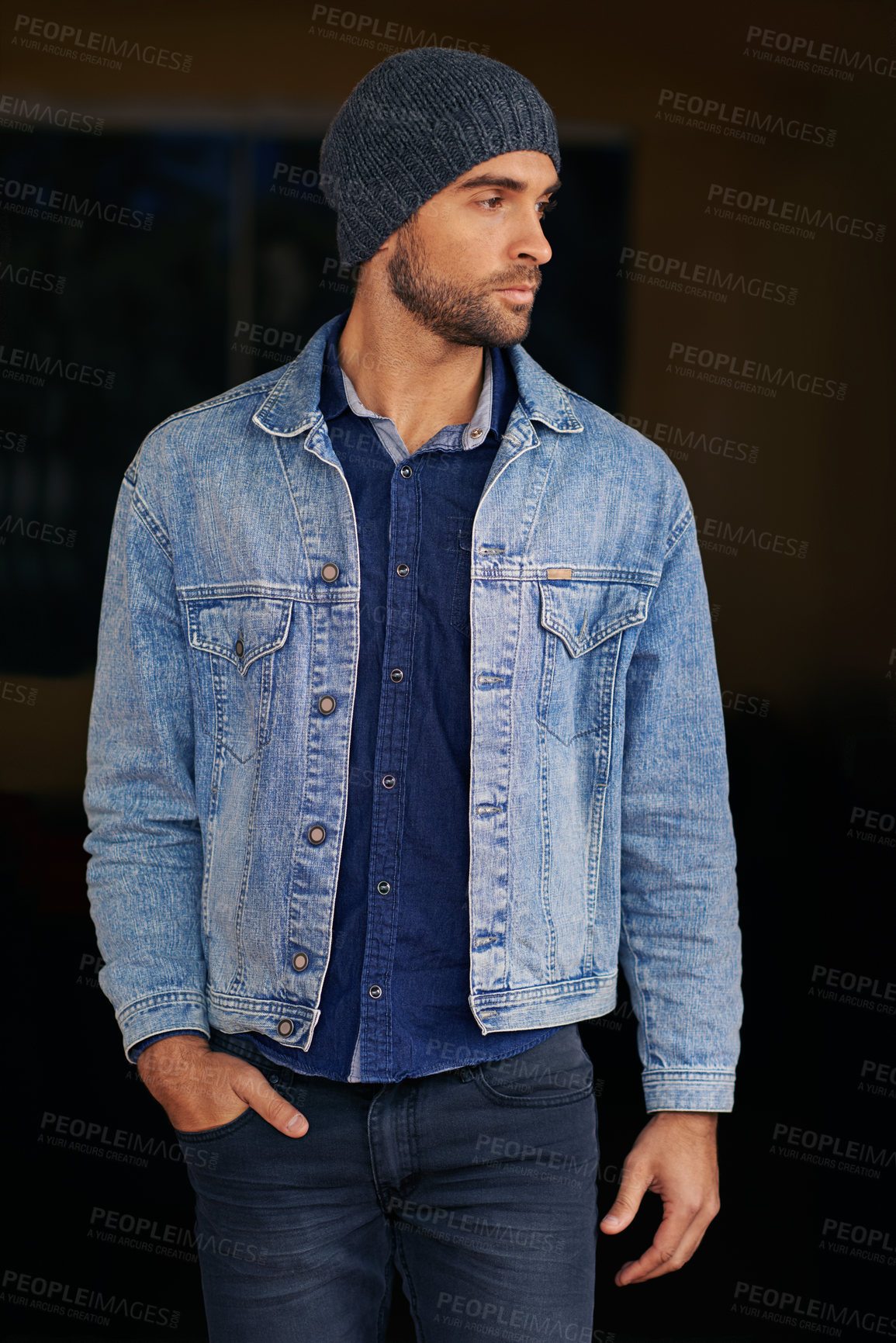 Buy stock photo Cropped shot of a fashionable young man dressed in denim clothing