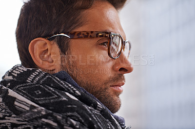 Buy stock photo Cropped shot of a handsome and confident young man