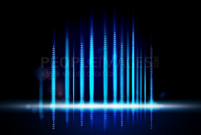 Buy stock photo Abstract background, technology and digital lights in metaverse with code, lights or lines. Dark, futuristic and connection with network, matrix or innovation for ai programming data or cybersecurity