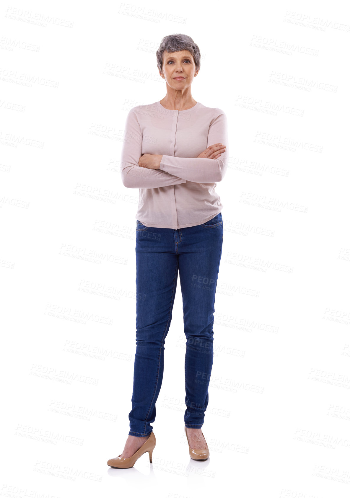 Buy stock photo Studio portrait of a confident mature woman against a white background