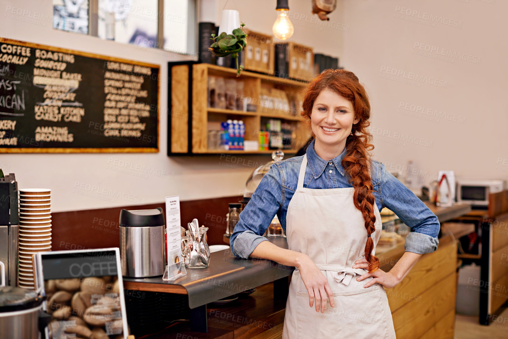 Buy stock photo Portrait of an attractive barista at work