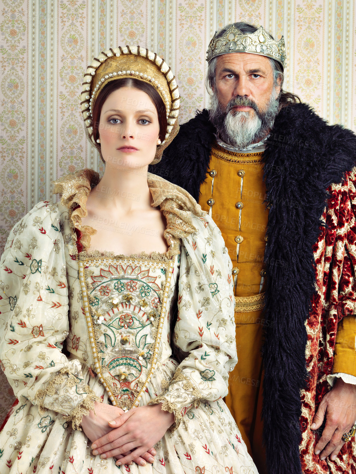 Buy stock photo Portrait of a stern-looking king and queen