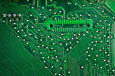 Buy stock photo Closeup image of a computer circuit board