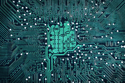 Buy stock photo Closeup image of a computer circuit board