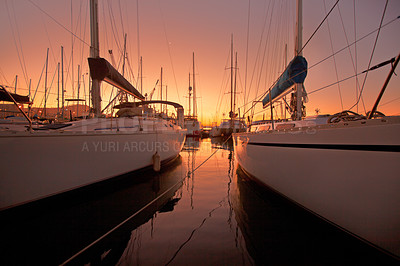 Buy stock photo Yachts moored n a harbour