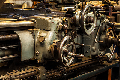 Buy stock photo A lathe that is used for heavy duty metal work