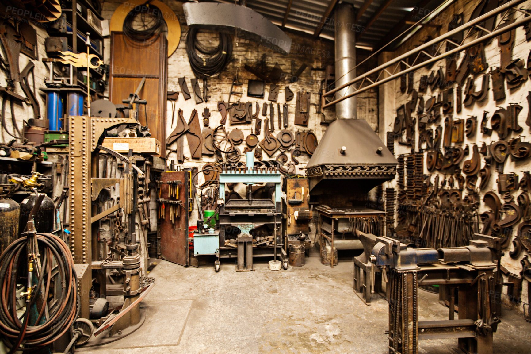 Buy stock photo Shot of the interior of a metal shop