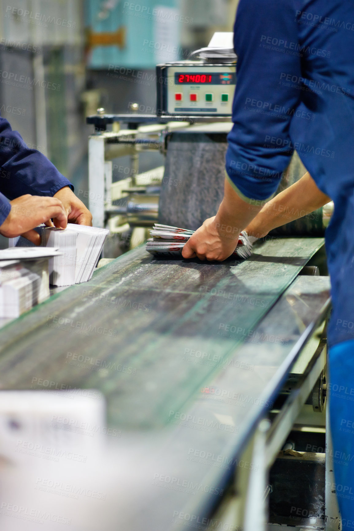 Buy stock photo People, hands and distribution with production at factory for packaging, supply chain or manufacturing. Closeup of employees in shipping industry, export or import business of stock, cargo or product