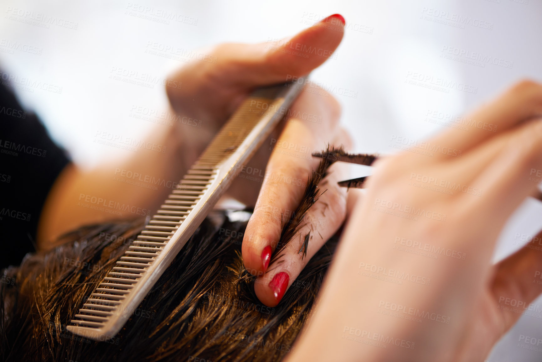 Buy stock photo Closeup shot of a man having his hair cut