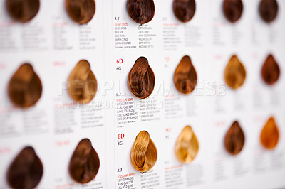 Buy stock photo A cropped view of various haircolor swatches