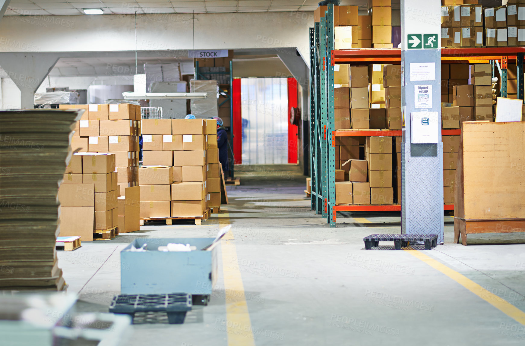 Buy stock photo Shot of the inside of a packaging and distribution factory