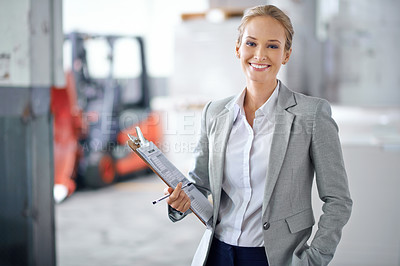 Buy stock photo A young manager looking confident while on the factory floor