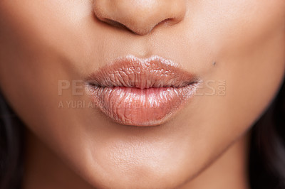 Buy stock photo Cropped shot of a woman's beautiful lips